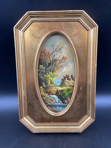Quadro ovale paesaggio cascata